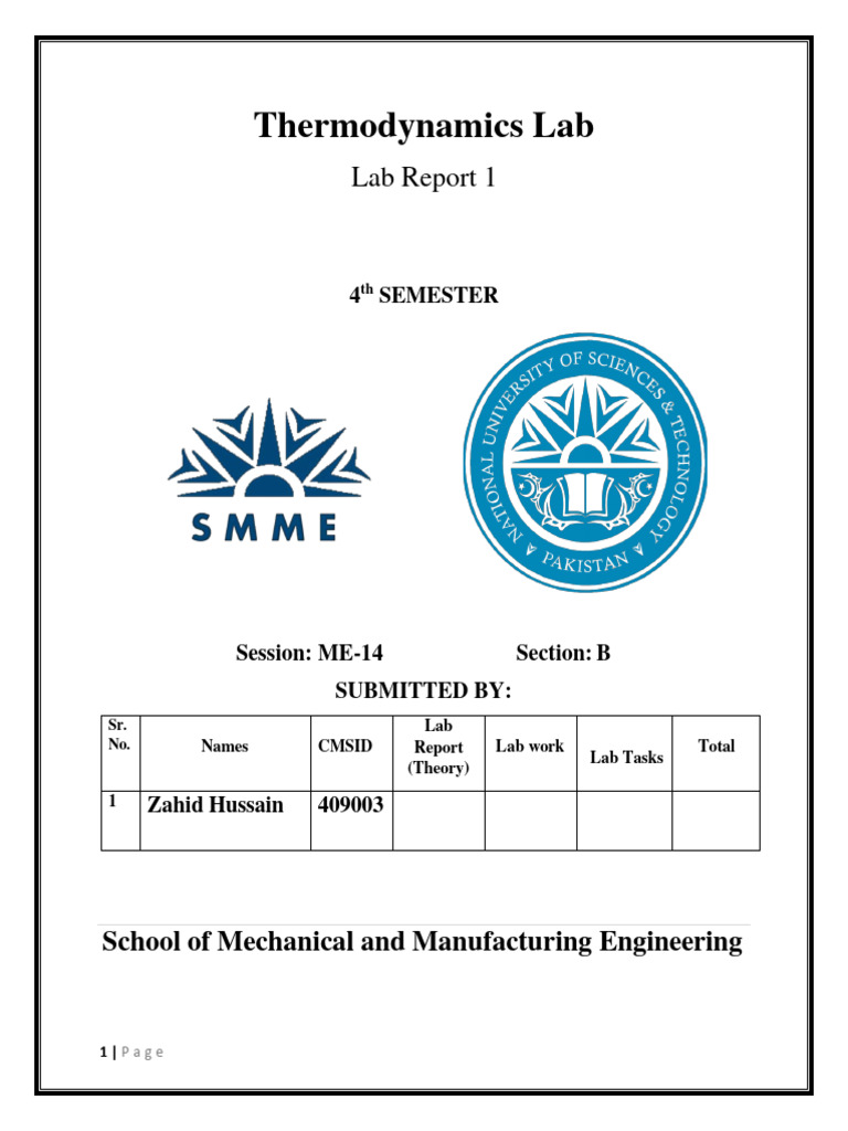 Thermodynamics Lab Report Overview | PDF | Science & Mathematics