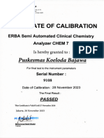Certificate of Calibration Chem 7 - Puskesmas Koeloda Bajawa