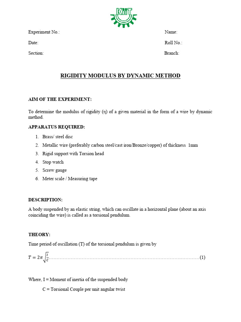 Dynamic Method | PDF | Stiffness | Pendulum