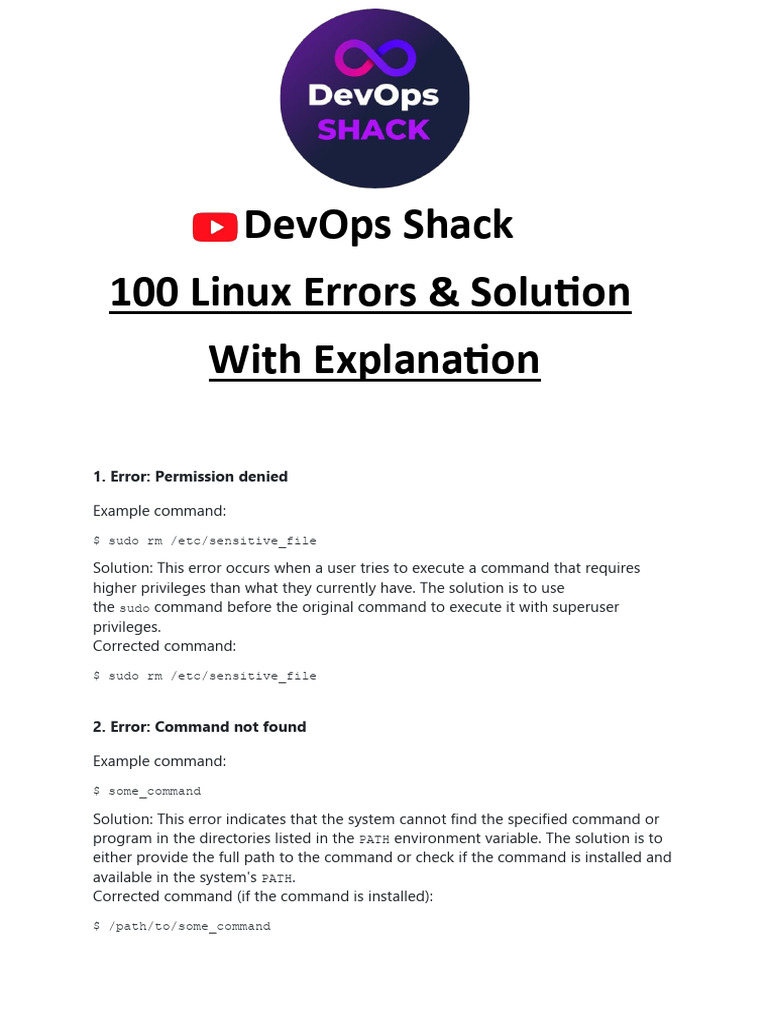 Linux Errors With Solutions | Download Free PDF | File System | Sudo
