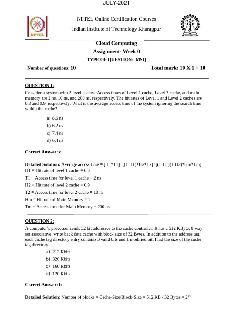 Cloud computing assignment week 0 10 total mark 10 x 1 10 download