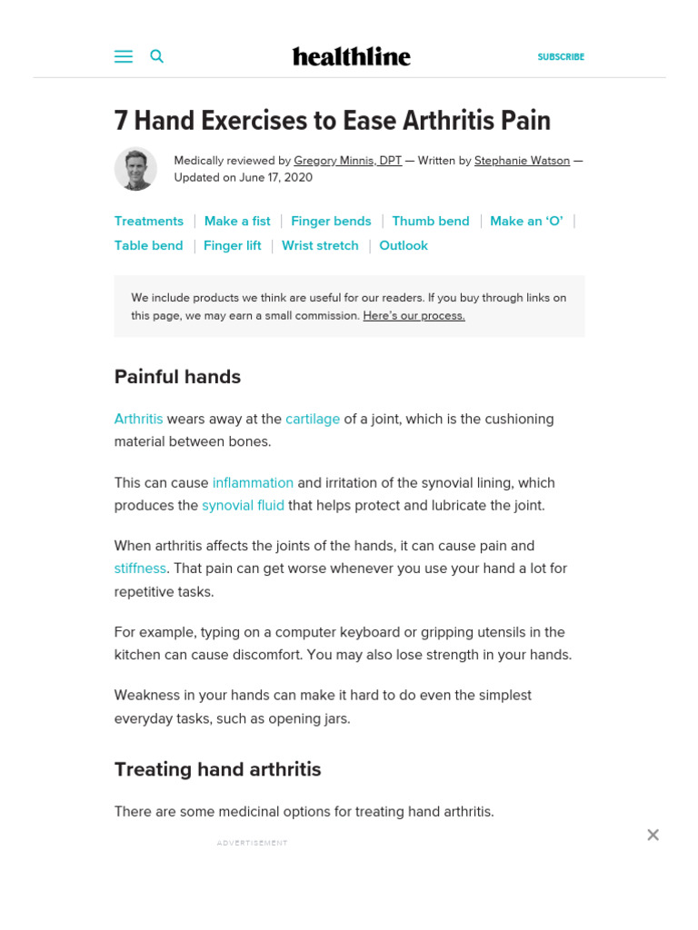 7 Hand Exercises to Ease Arthritis Pain PDF Arthritis Osteoarthritis
