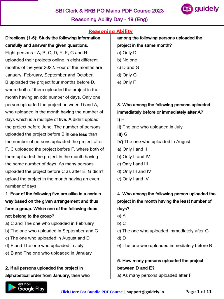 SBI Clerk RRB PO Reasoning Course 2023 | PDF | Inflation | Interest