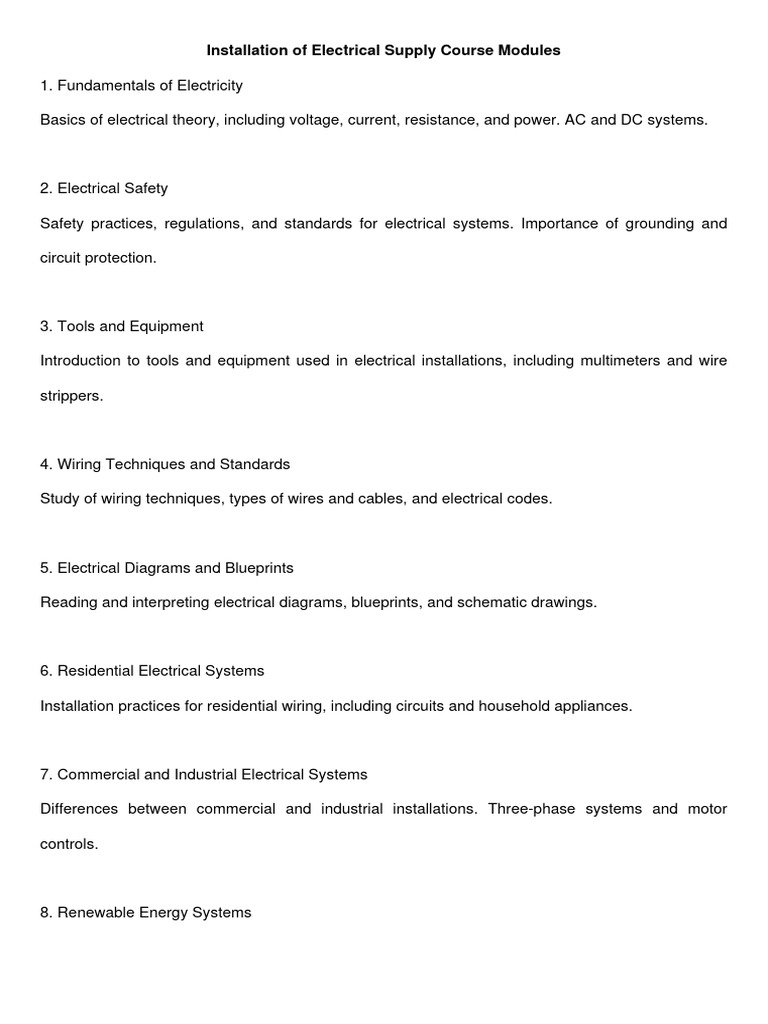 Electrical Supply Course Overview | PDF | Computers | Technology ...
