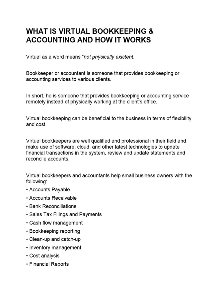 Understanding Virtual Bookkeeping Services | PDF | Bookkeeping | Accounting
