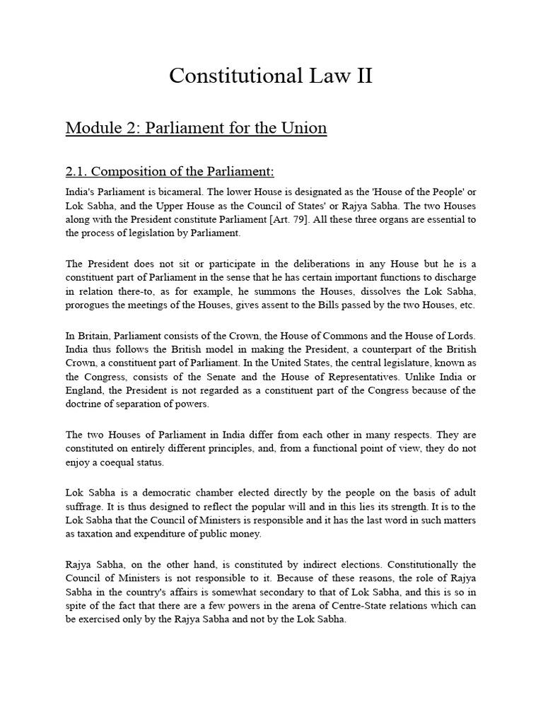 Composition of India's Parliament | PDF | Government | Public Law