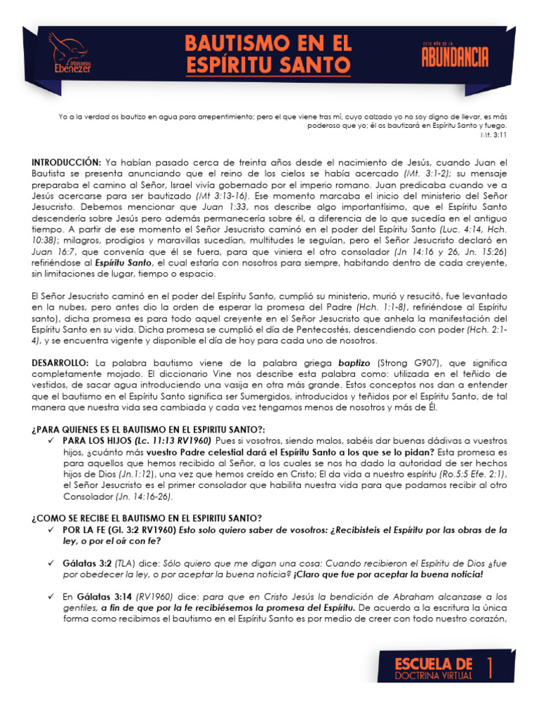 El Bautismo en El E.S. Edv | PDF | espíritu Santo | Jesús