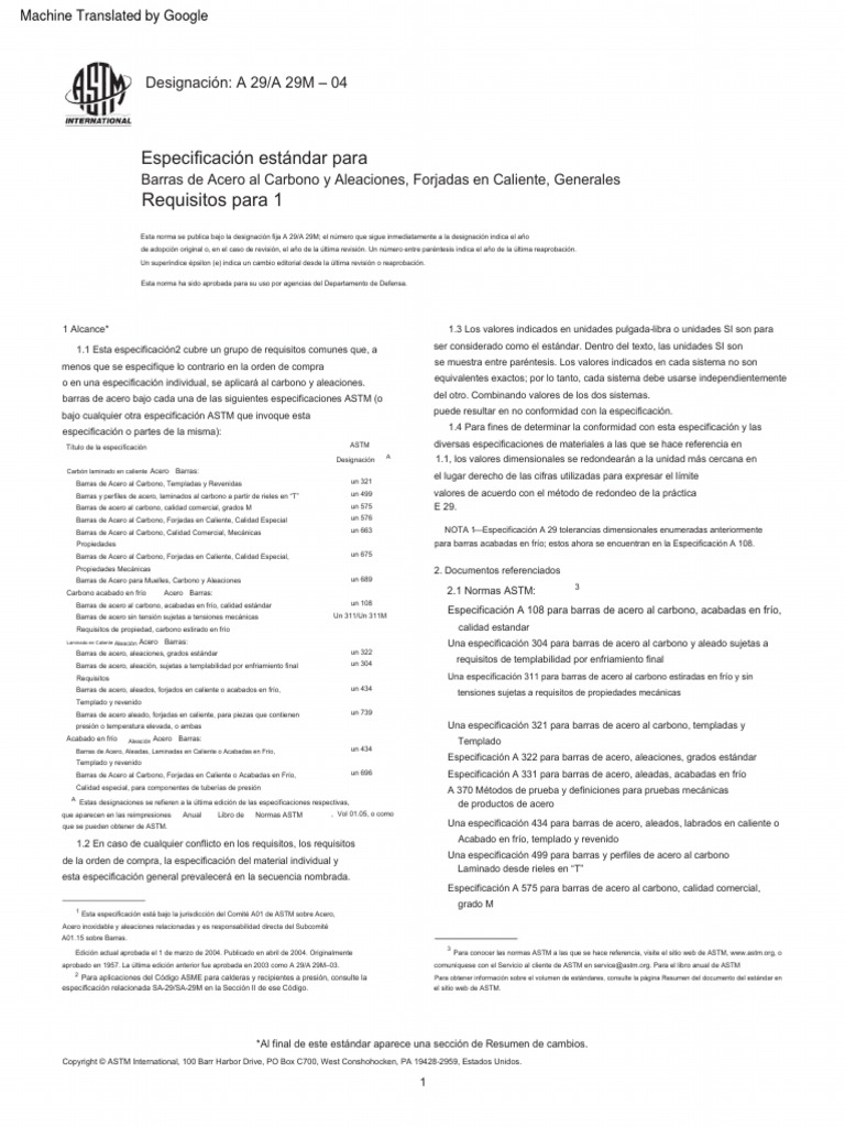 Especificación ASTM A29/A29M para Acero | PDF | Acero | Aleación