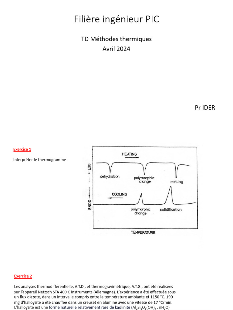 Interprétation des Thermogrammes DSC et ATG | PDF | Calorimétrie ...