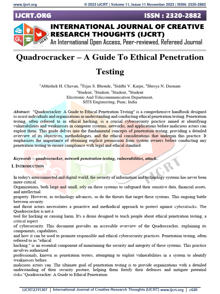 IJCRT2311307 | PDF | Penetration Test | Vulnerability (Computing)