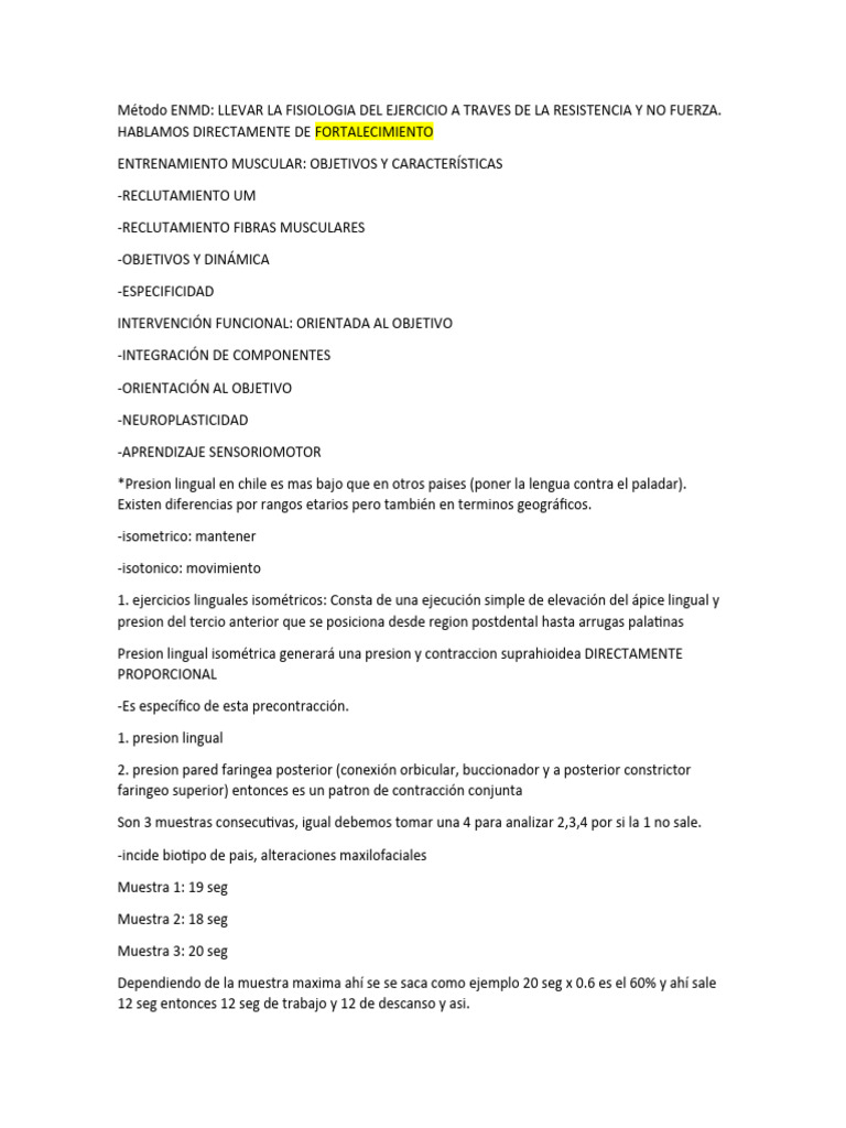 Ejercicios Isométricos Linguales ENMD | PDF