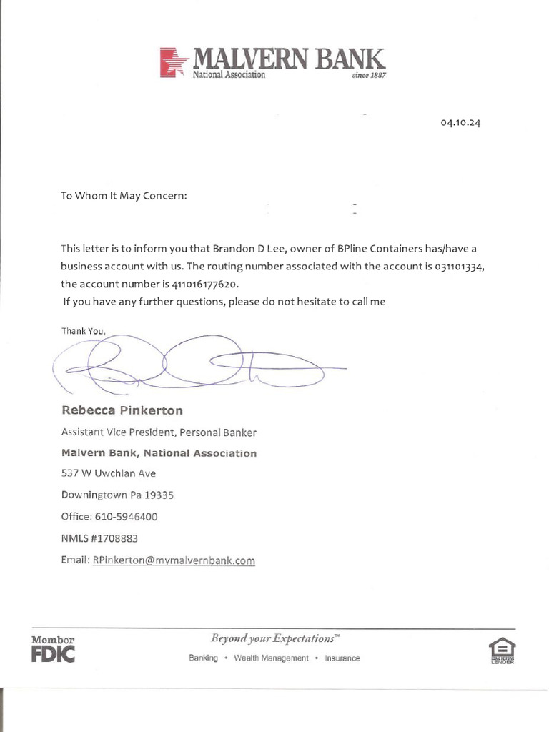 Bank Letter | PDF