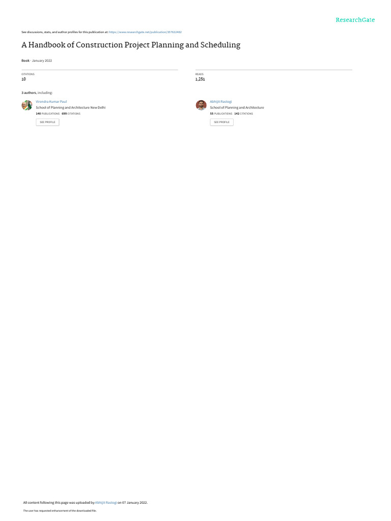 AHandbookof Project Planningand Scheduling | PDF
