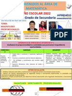 Sesión 04 Semana 04 Mat. 5° Sec. Magnitudes Proporcionales