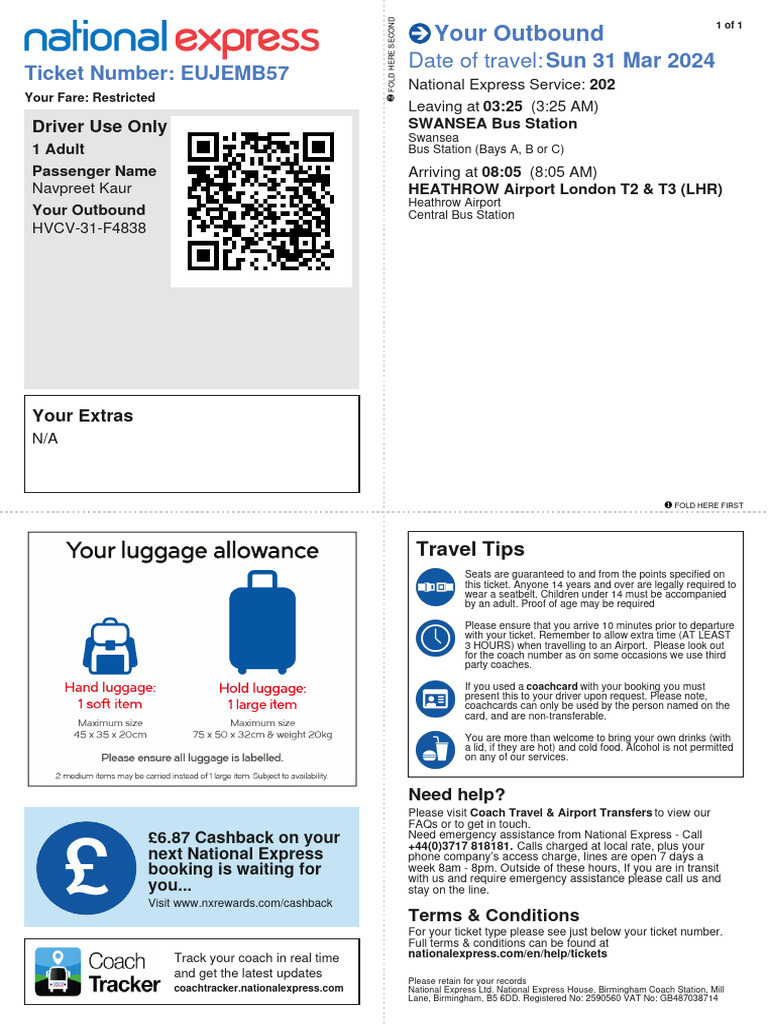 National Express Ticket Confirmation | PDF | Land Transport | Public ...