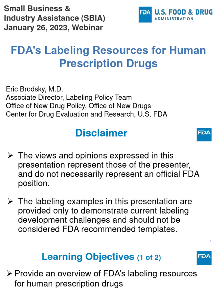 Labeling Resources January 2023 PDF Food And Drug Administration