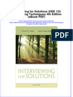 Interviewing for Solutions Hse 123 Interviewing Techniques 4th Edition eBook PDF