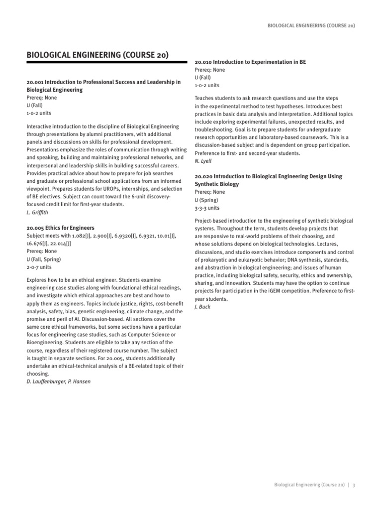 MIT Biological Engineering Overview | PDF | Biophysics | Cancer