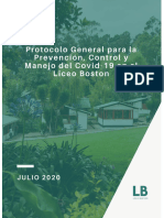 Protocolo General para La Preveción, Control y Manejo Del Covid 19