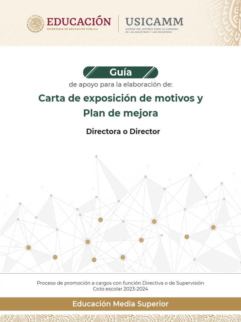 Guía para Carta y Plan de Mejora Directiva | PDF | Maestros | Educación ...
