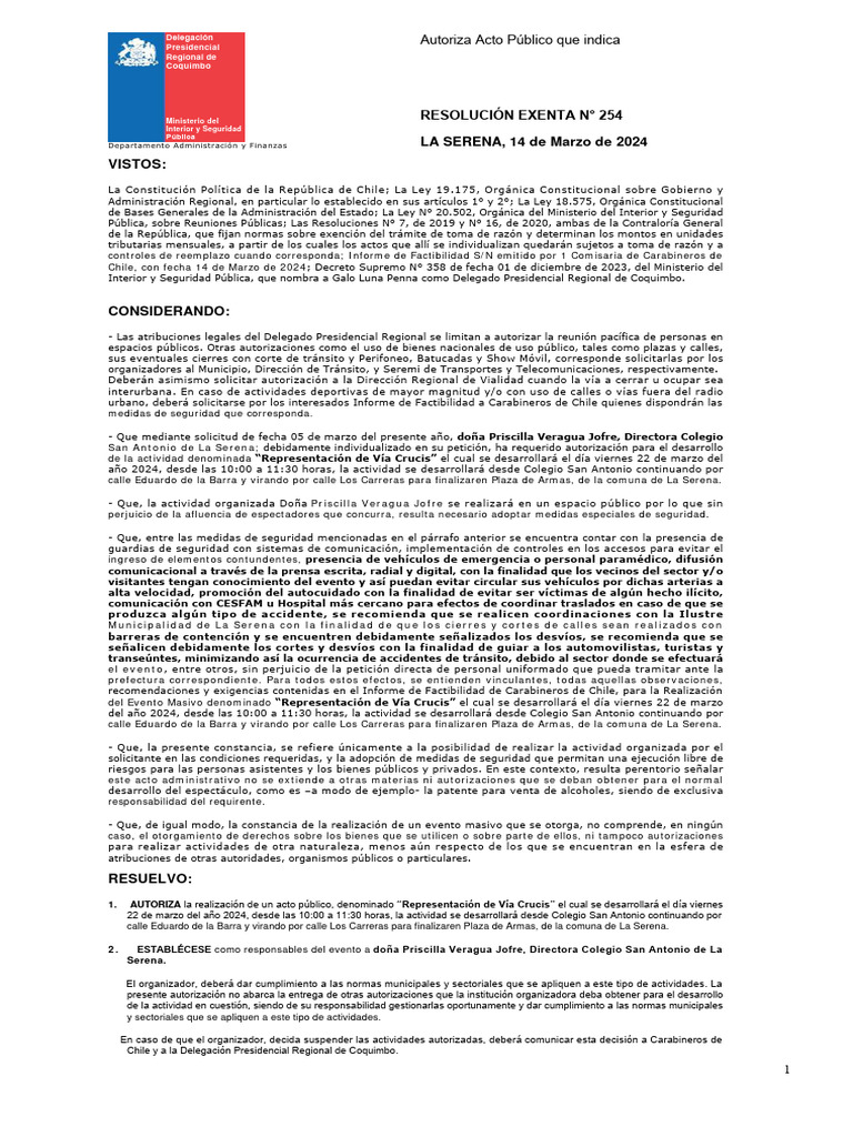 Rex 254. 14.03.24 | PDF | Chile | Gobierno