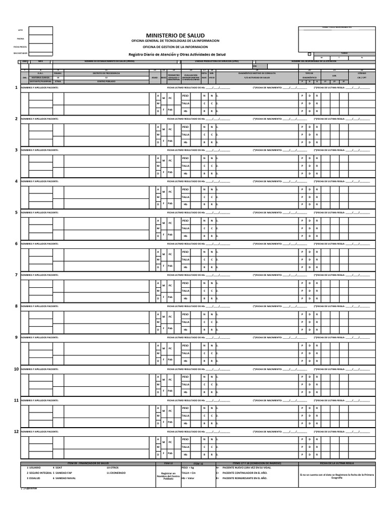 Registro de Atención en Salud Diario | PDF | Medicina | Gobierno y ...