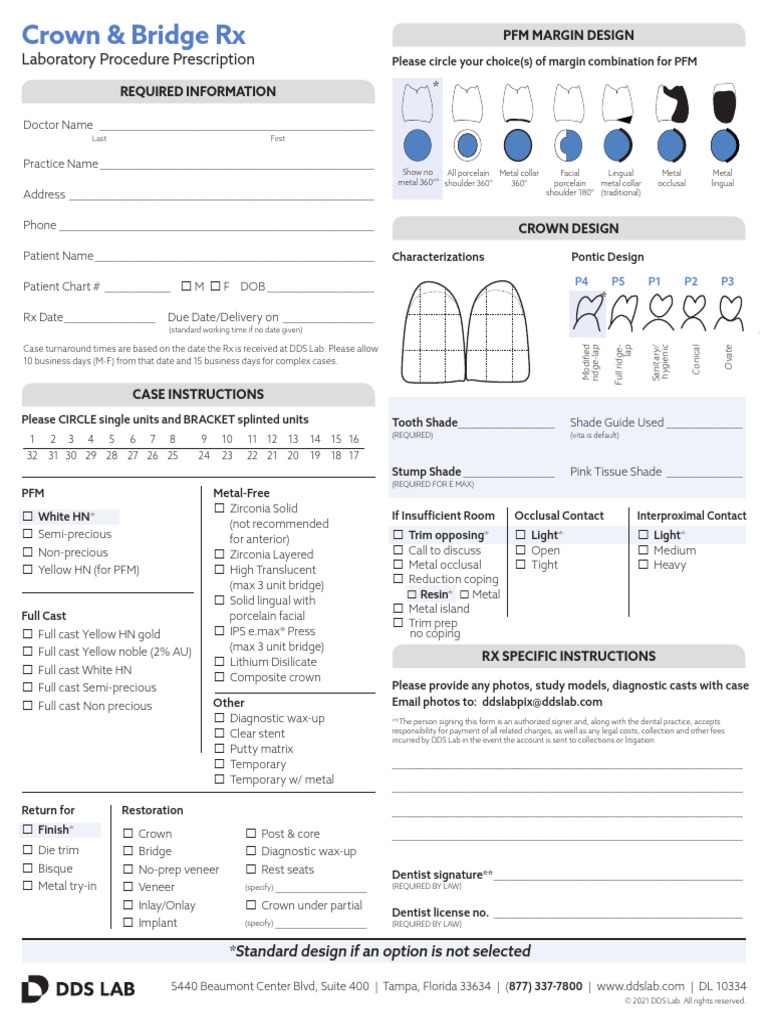 Dental Lab Prescription Guide | PDF | Dentistry | Dental Anatomy