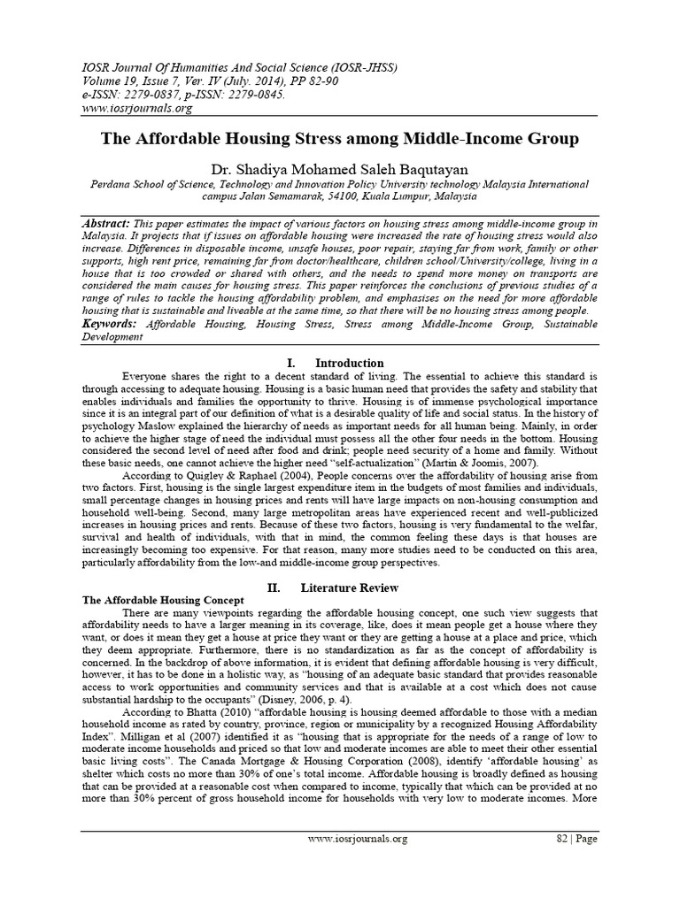 Affordable Housing Stress in Malaysia | PDF | Cost Of Living ...
