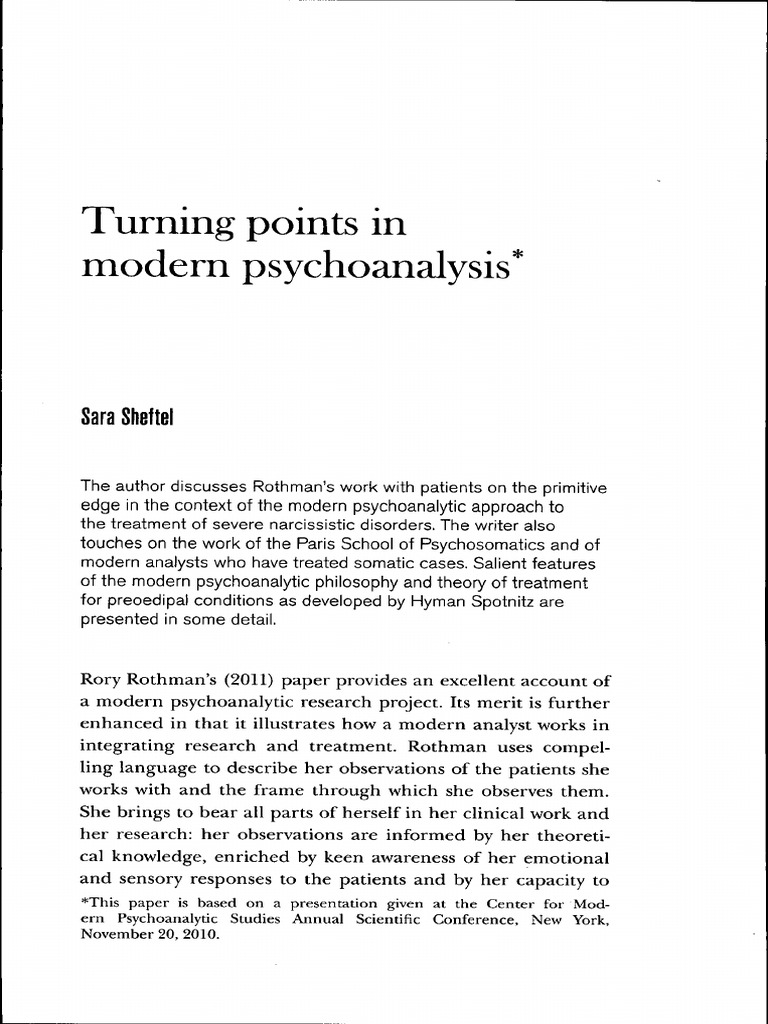 Turning Points in Modern Psychoanalysis | PDF | Psychoanalysis ...