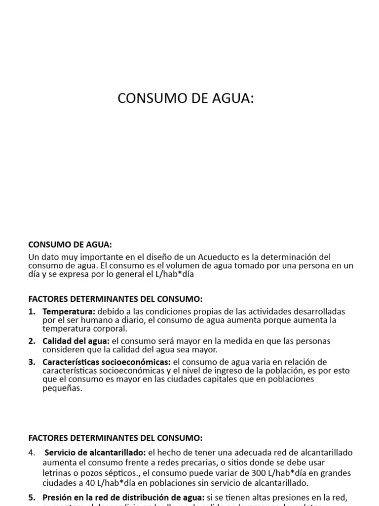 Factores y Proyección del Consumo de Agua | PDF | Descarga (hidrología ...