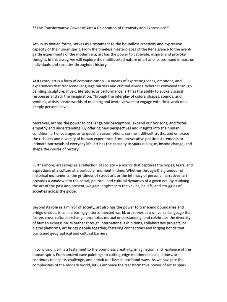 The Transformative Power of Art | PDF | Creativity | Experience