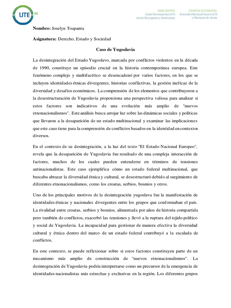 Caso De Yugoslavia Pdf República Federal Socialista De Yugoslavia