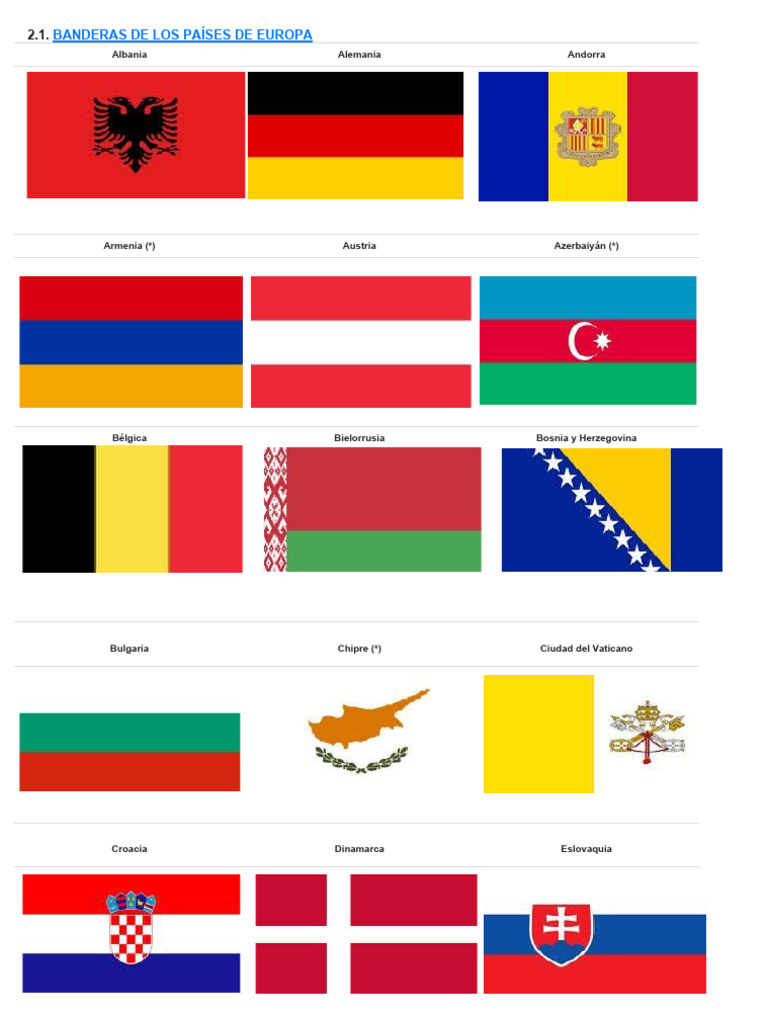 Banderas del Mundo: Guía Completa | PDF | Asia | África