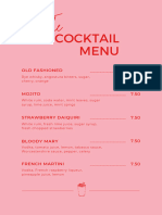 Pink and Red Pattern Cocktail Menu