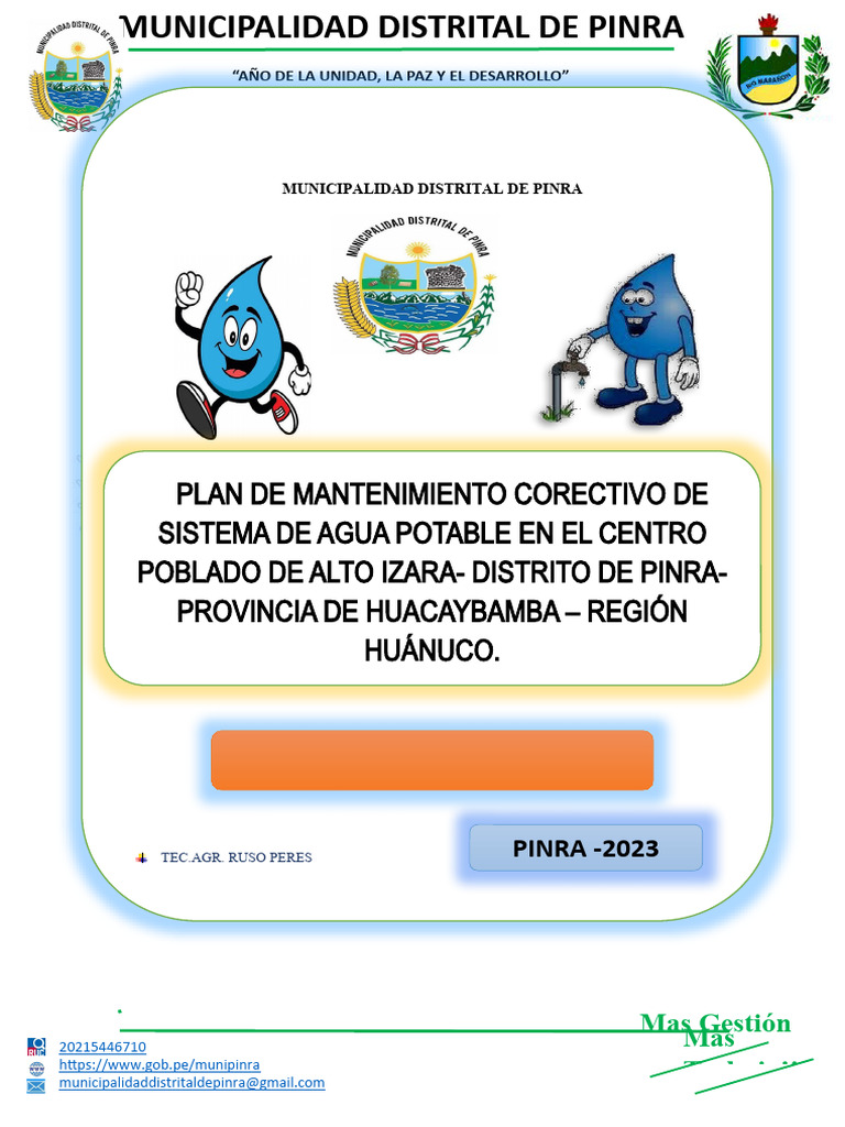 Mantenimiento del Agua Potable en Pinra | PDF | Agua | Agua potable