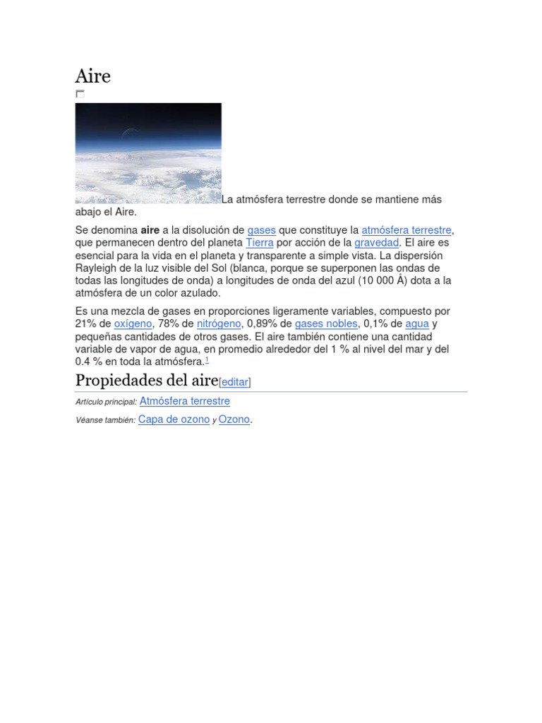 Composición y propiedades del aire | PDF | Atmósfera de tierra | Naturaleza
