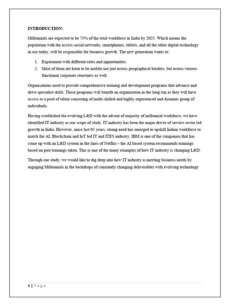 Millennial Workforce And L D In It Industry Pdf Errors And