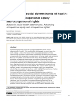 Advancing Occupational Equity and Occupational Rights Action On The Social Determinants of Health