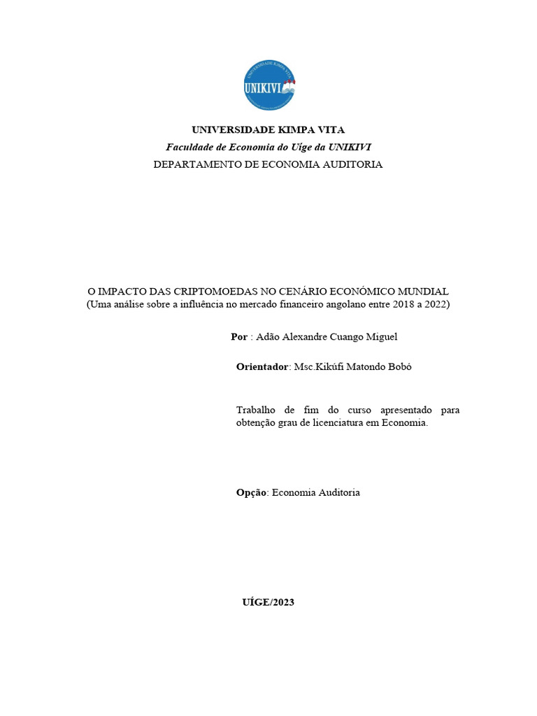 Impacto das Criptomoedas em Angola | PDF | Bitcoin | Criptomoeda