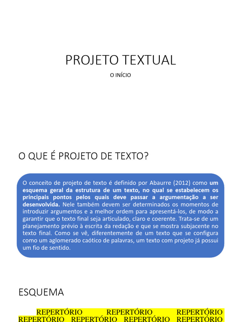 Estrutura de um Projeto de Texto | PDF