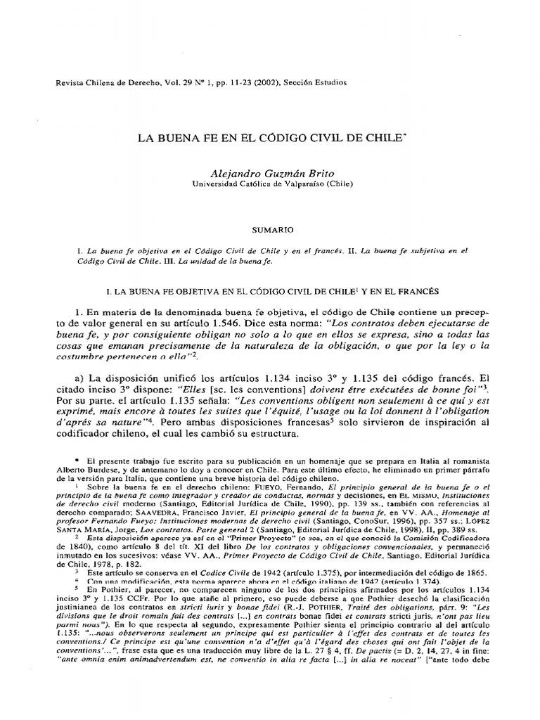 Buena Fe en el Código Civil Chileno | PDF | Justicia | Crimen y violencia