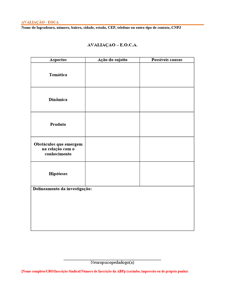 Modelo de Avaliação EOCA | PDF