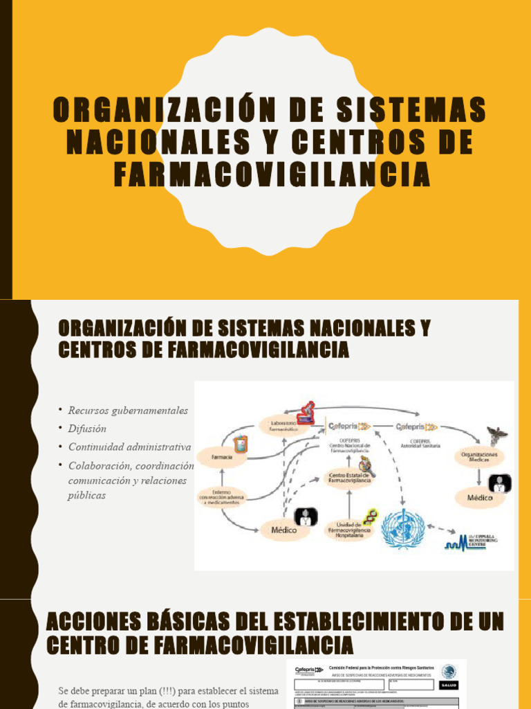 Organización de Sistemas Nacionales y Centros de Farmacovigilancia ...