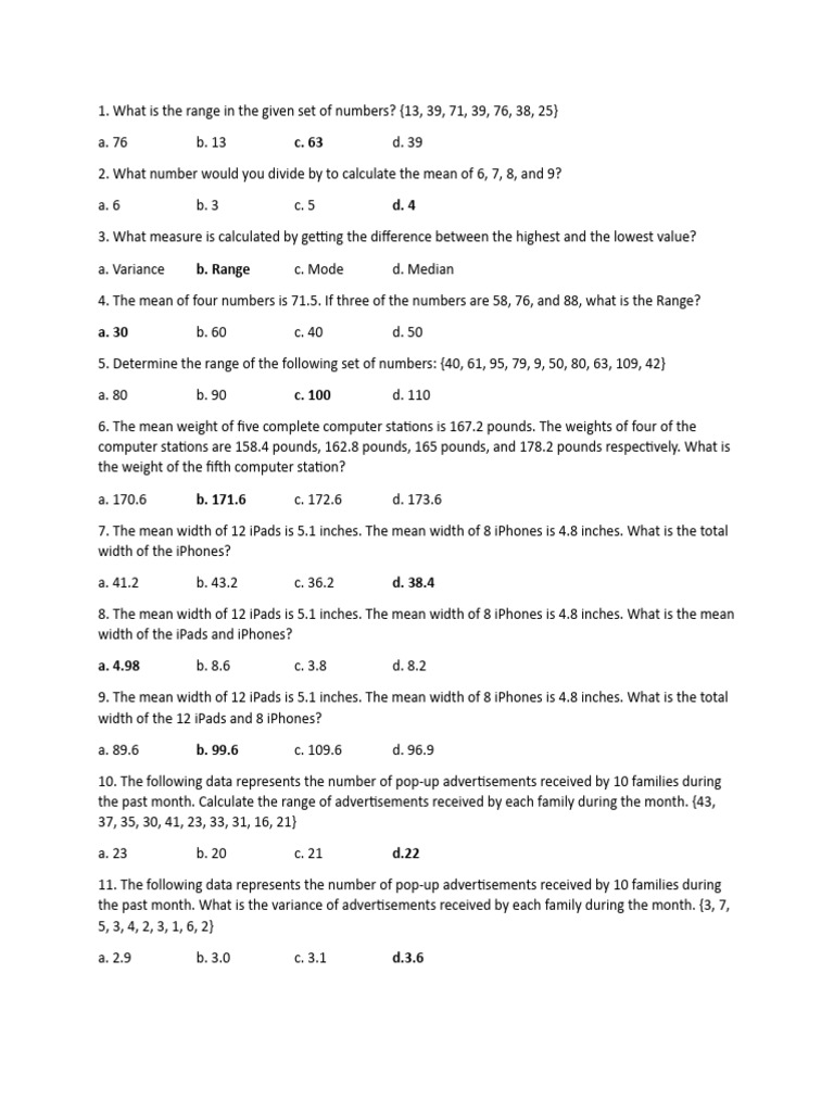 2nd Quarter Exam in Statistics PDF Standard Score Mean