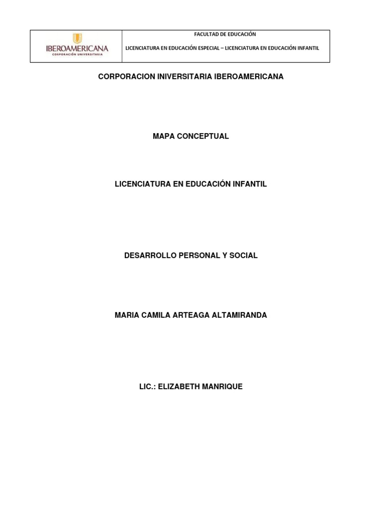 Actividad 1 Desarrollo Personal y Social Mapa Conceptual | PDF
