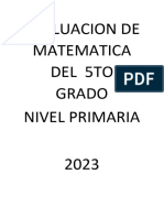 Evaluacion de Matematica Del 5to Grado 2023