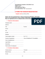 Application Form For Vendor Registration
