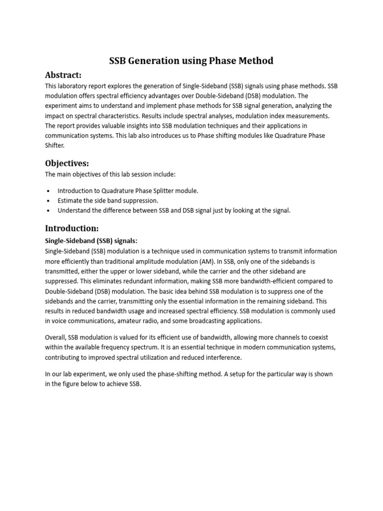 SSB Signal Generation via Phase Method | PDF | Telecommunications ...