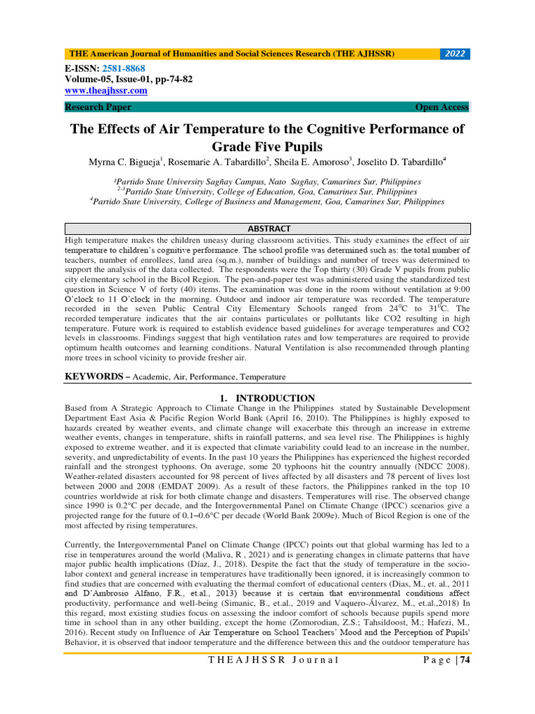 Effects of Temperature on Pupils' Cognition | PDF | Air Pollution ...