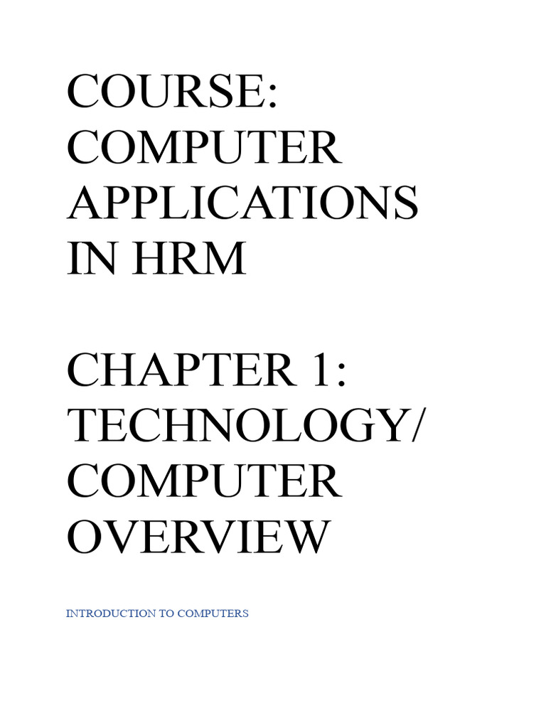 Computer Application in HRM | PDF | Computer Data Storage | Operating ...